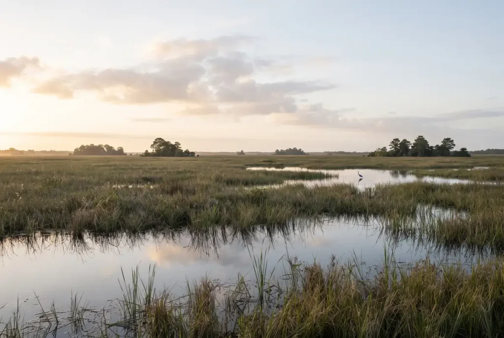 Sawgrass marsh with cypress trees on the horizon in the Loxahatchee area of western Palm Beach County